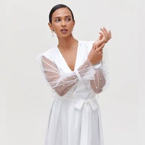 Pearl Sleeves Bridal Bride Robe Size small